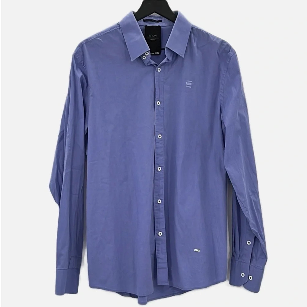 G-Star Raw Correct Line Double Button Core Shirt in Blue - Size XXL